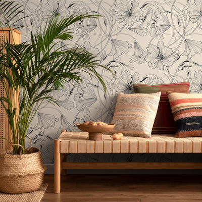 Beige Flower Wallpaper