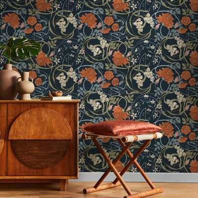 Blue And Orange Peel And Stick Wallpaper