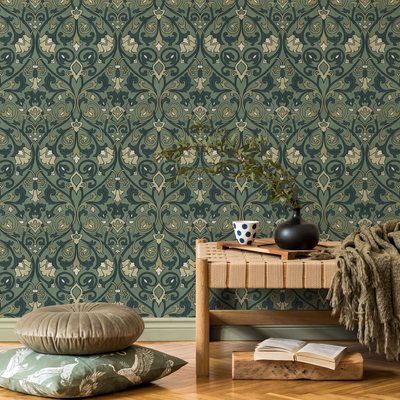 Dark Green Vintage Wallpaper