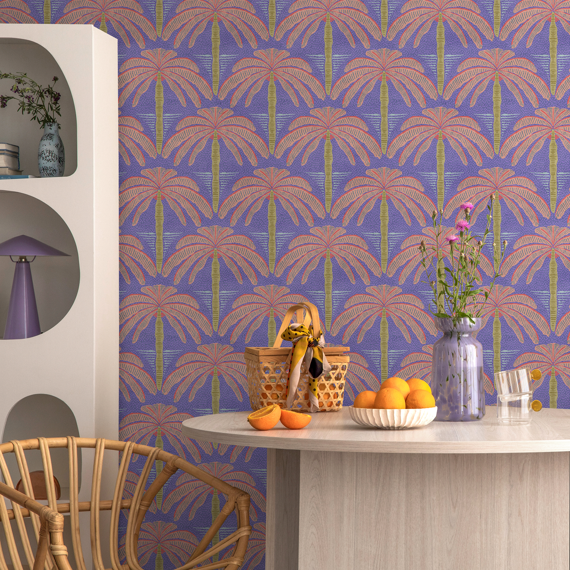 Purple Mid Century Wallpaper