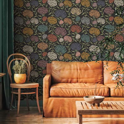 Dark Botanical Peel And Stick Wallpaper