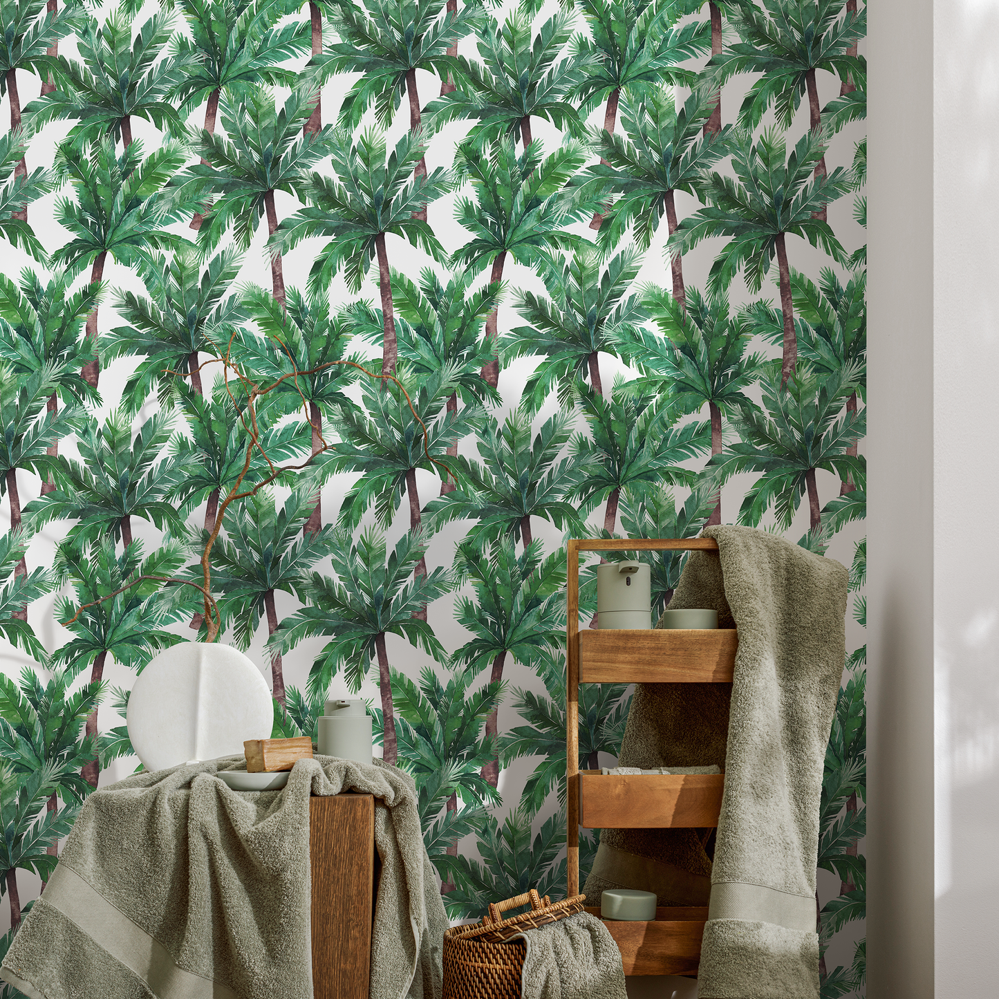 Wallpaper Peel and Stick Wallpaper Removable Wallpaper Home Decor Wall Art Wall Decor Room Decor / Tropical Palms Wallpaper - A019