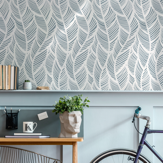 Wallpaper Peel and Stick Wallpaper Removable Wallpaper Home Decor Wall Art Wall Decor Room Decor / Light Blue feather Wallpaper - A063