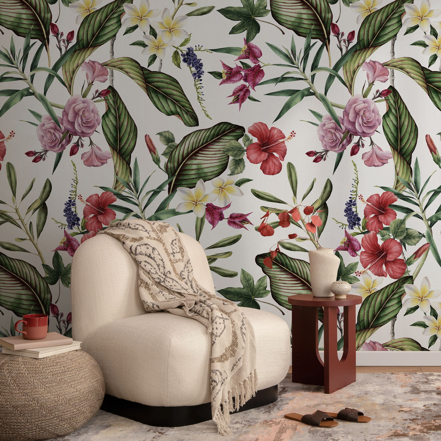 Wallpaper Peel and Stick Wallpaper Removable Wallpaper Home Decor Wall Art Wall Decor Room Decor / Floral Botanical Wallpaper - A203