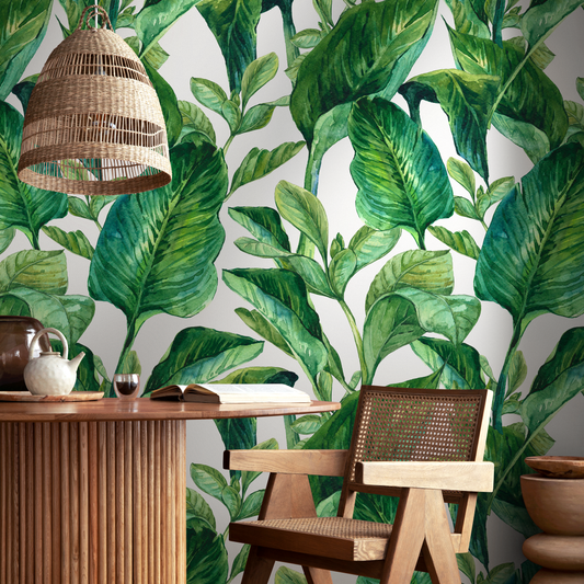 Wallpaper Peel and Stick Wallpaper Removable Wallpaper  Temporary Wallpaper  Home Decor Room Decor / Tropical Botanical Leaf - A205