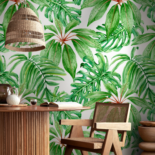 Wallpaper Peel and Stick Wallpaper Removable Wallpaper Home Decor Wall Art Wall Decor Room Decor / Monstera Leaves Wallpaper - A244
