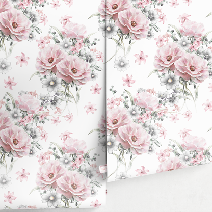Wallpaper Peel and Stick Wallpaper Removable Wallpaper Home Decor Wall Art Wall Decor Room Decor / Vintage Floral Wallpaper - A265
