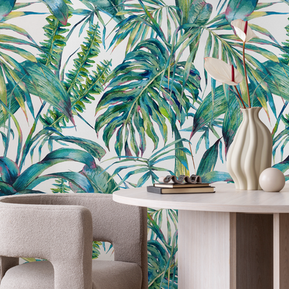 Wallpaper Peel and Stick Wallpaper Removable Wallpaper Self Adhesive Wallpaper Temporary wallpaper / Tropical Jungle Palm Wallpaper - A285