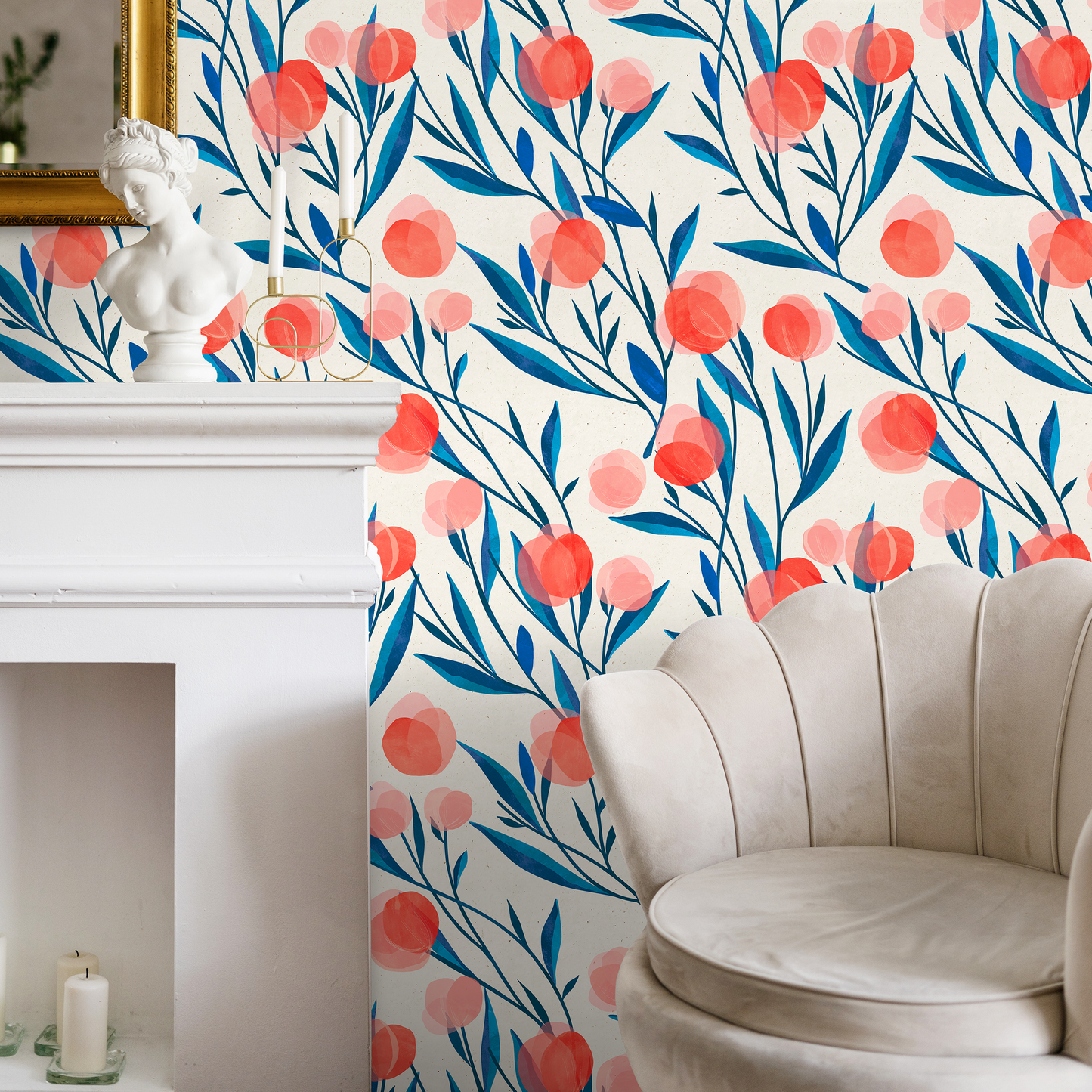 Floral Garden Wallpaper Peel and Stick and Traditional Wallpaper - A323