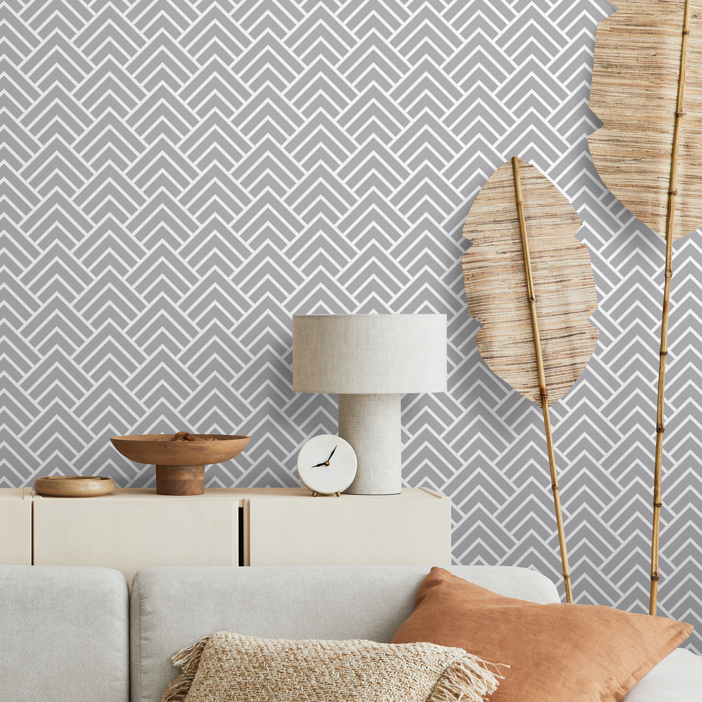 Grey Geometric Wallpaper Modern Wallpaper Peel and Stick Wallpaper Home Decor - A329