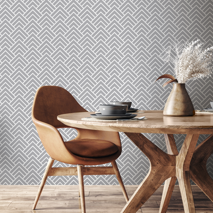 Grey Geometric Wallpaper Modern Wallpaper Peel and Stick Wallpaper Home Decor - A329