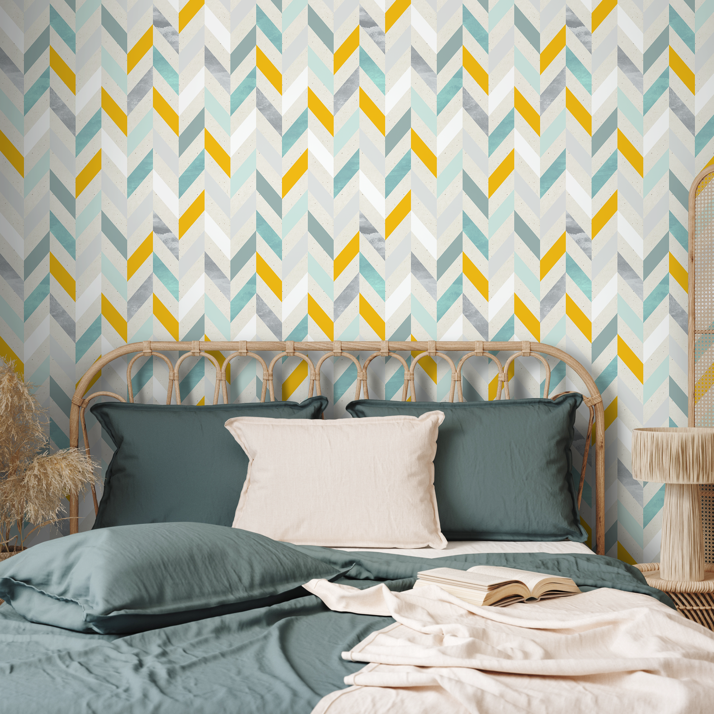 Colorful Geometric Herringbone Wallpaper Modern Wallpaper Peel and Stick and Traditional Wallpaper - A360