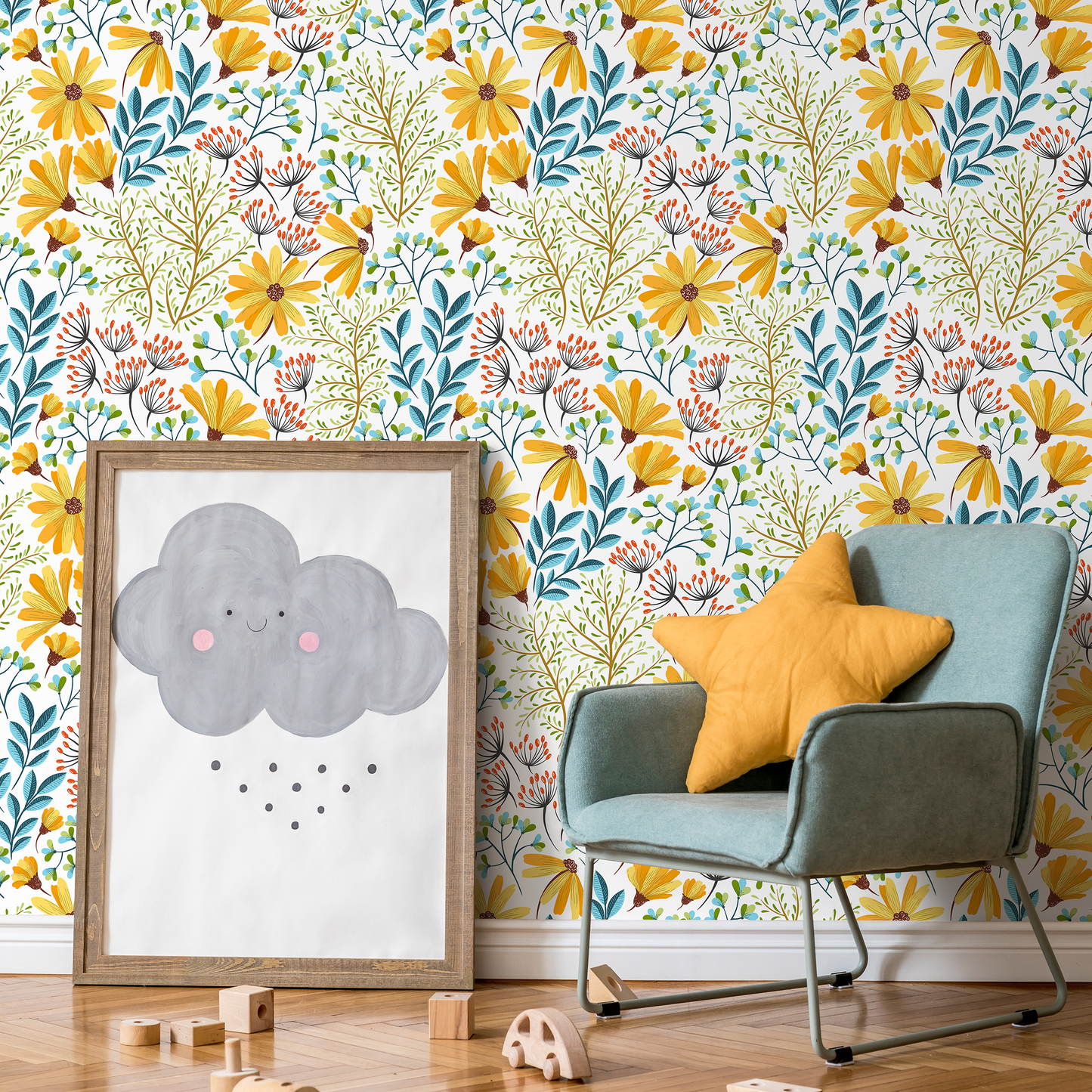 Removable Wallpaper Peel and Stick Wallpaper Wall Paper Wall Mural - Spring Floral Wallpaper  - A385