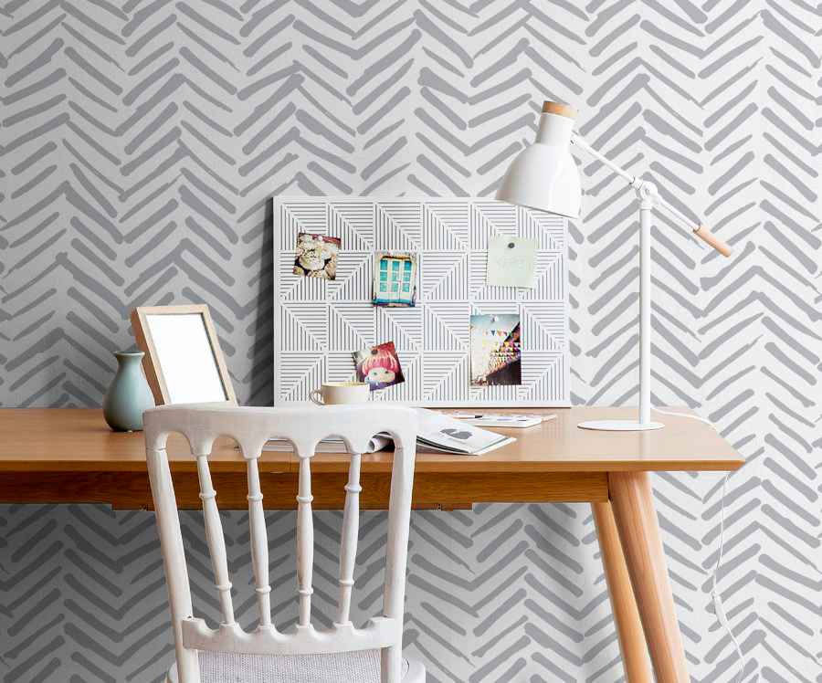 Grey Herringbone Wallpaper Boho Wallpaper Peel and Stick and Traditional Wallpaper - A408