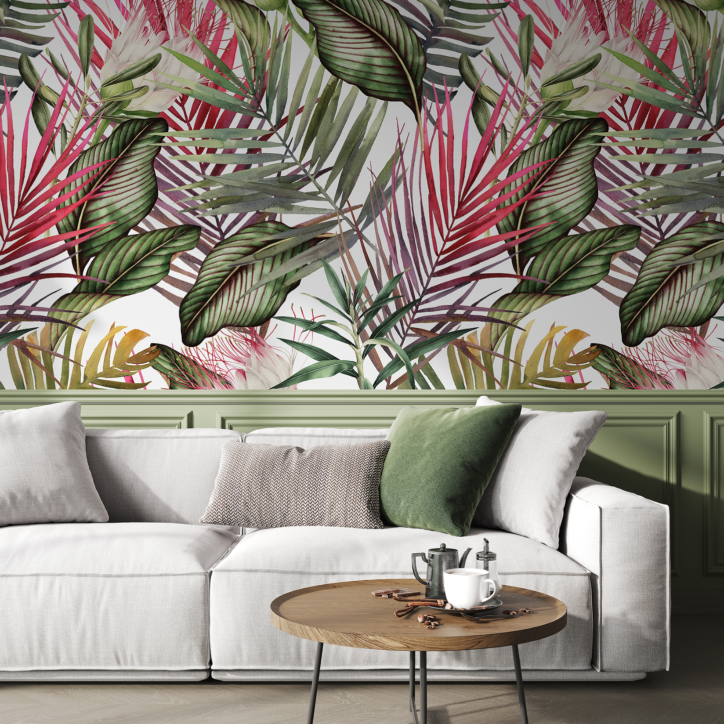 Removable Wallpaper Peel and Stick Wallpaper Wall Paper Wall Mural - Colorful Tropical Leaves Wallpaper - A444