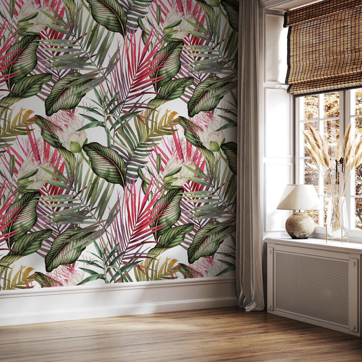 Removable Wallpaper Peel and Stick Wallpaper Wall Paper Wall Mural - Colorful Tropical Leaves Wallpaper - A444