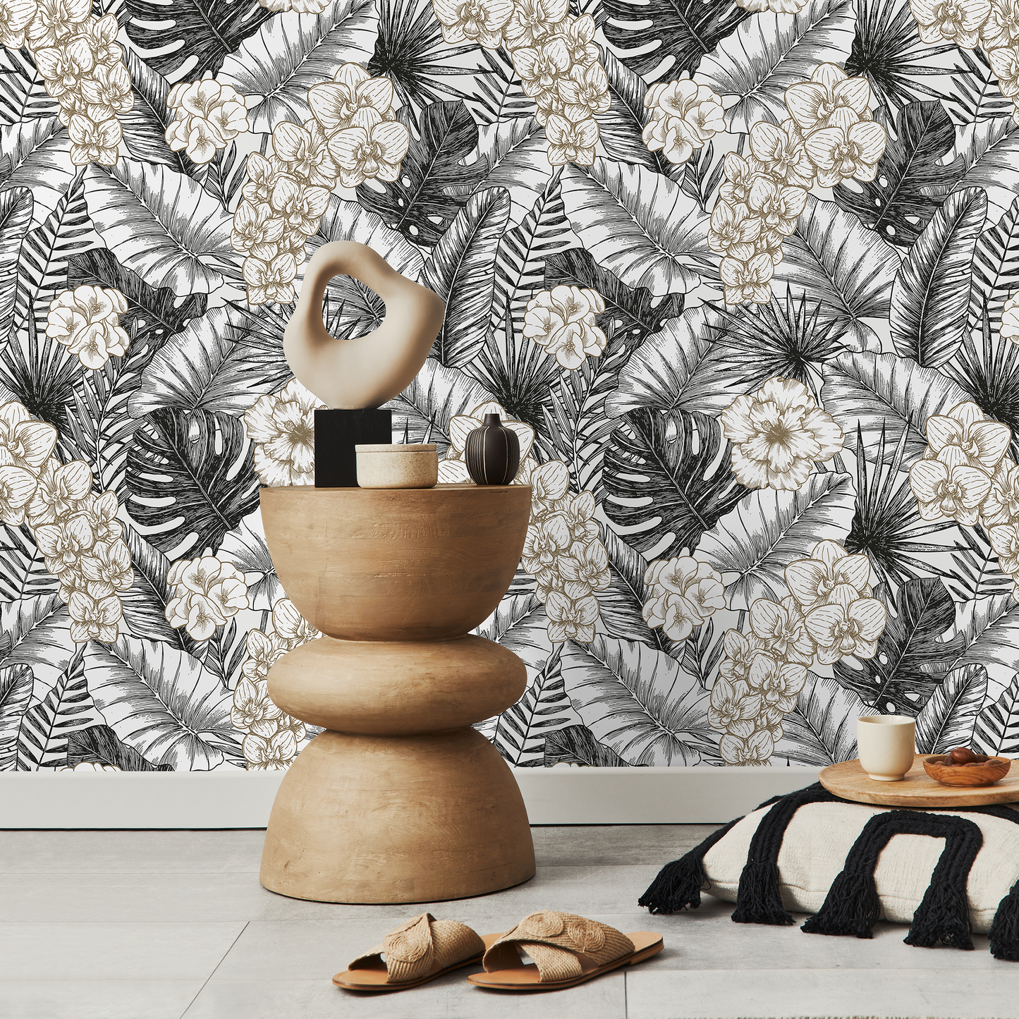 Vintage Tropical Wallpaper Leaves Wallpaper Peel and Stick and Traditional Wallpaper - A446