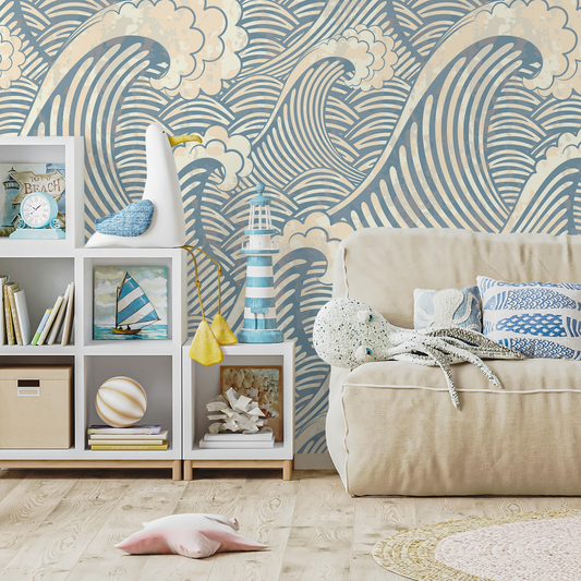 Removable Wallpaper Peel and Stick Wallpaper Wall Paper - Waves Wallpaper - A464