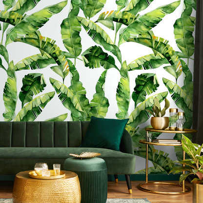 Removable Wallpaper Peel and Stick Wallpaper Wall Paper Wall Mural - Banana Leaf Wallpaper Tropical Wallpaper - A466