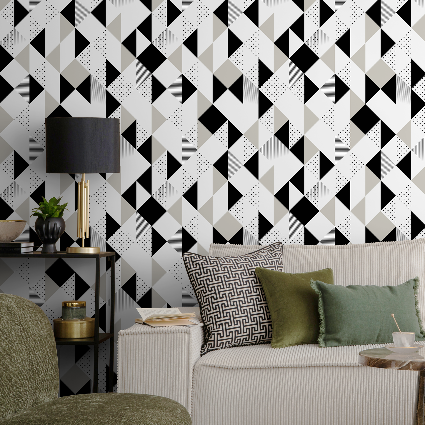 Black and White Geometric Wallpaper Modern Wallpaper Peel and Stick and Traditional Wallpaper - A475