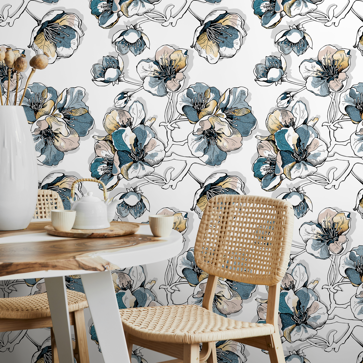 Removable Wallpaper Peel and Stick Wallpaper Wall Paper Wall Mural - Tropical Floral Wallpaper - A488