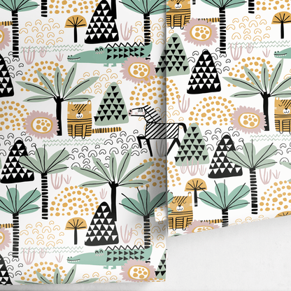 Wall Decor Wallpaper Peel and Stick Wallpaper Removable Wallpaper Home Decor Wall Art Room Decor / Tinger and Palms Nursery wallpaper - A492