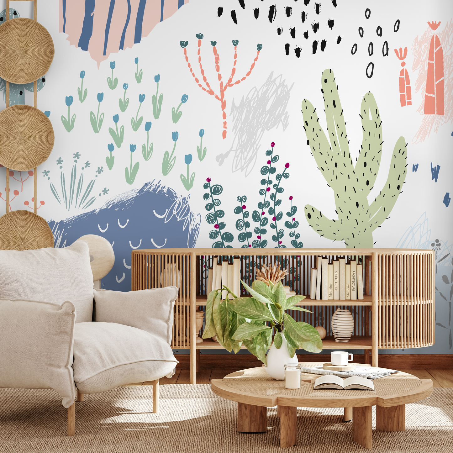Cute Desert Wallpaper Nursery Wallpaper Fun Mural Peel and Stick and Traditional Wallpaper - A520