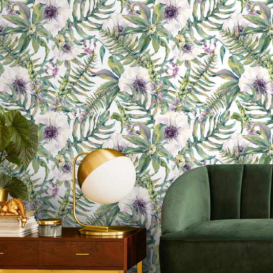 Removable Wallpaper Peel and Stick Wallpaper Wall Paper Wall Mural - Colorful Tropical Leaves Wallpaper - A529