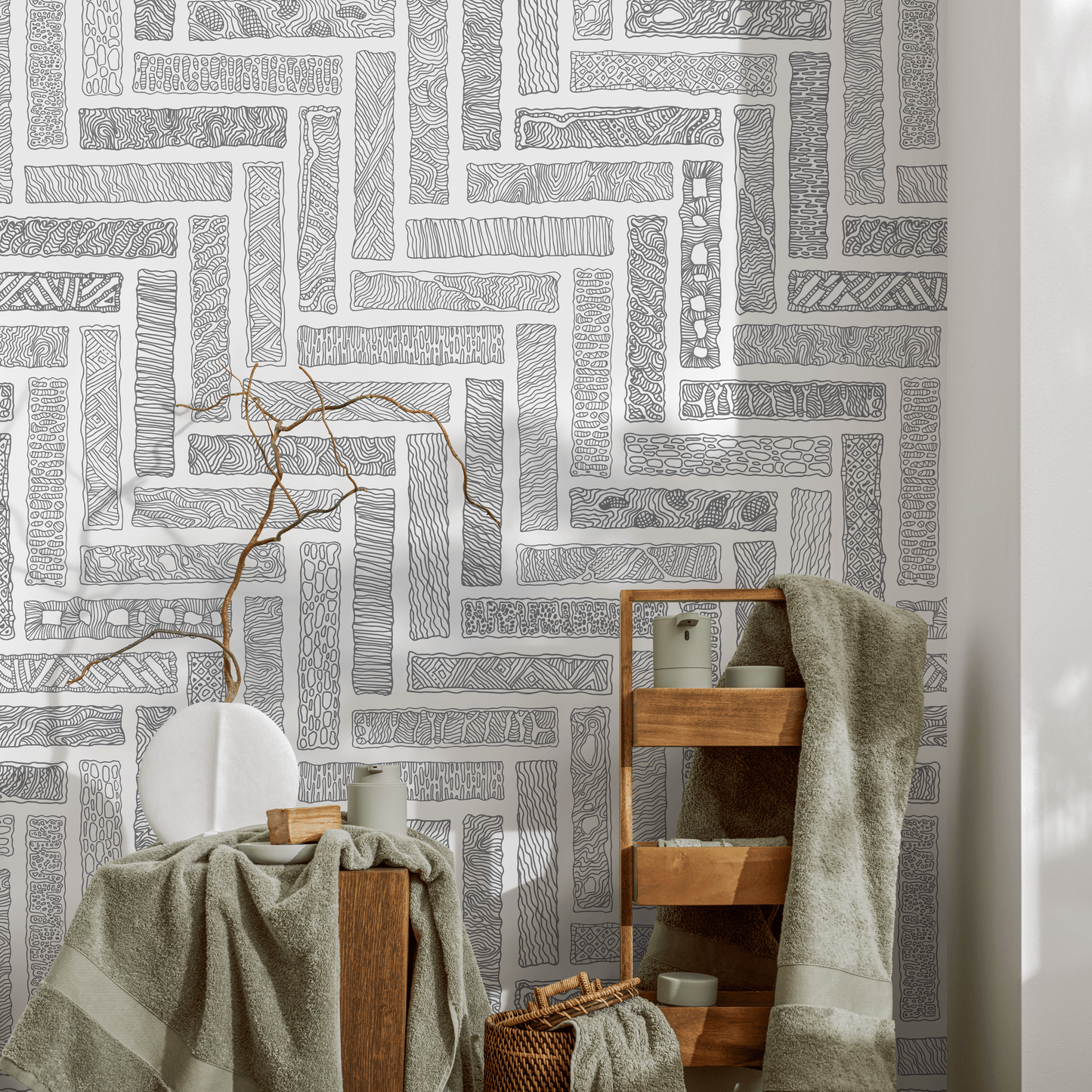 Removable Wallpaper Peel and Stick Wallpaper Wall Paper Wall Mural - Hand Draw Wallpaper - A533