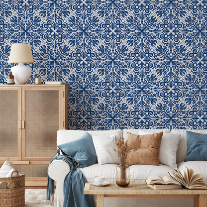 Removable Wallpaper Peel and Stick Wallpaper Wall Paper Wall Mural - Portuguese Azulejos Tile Wallpaper - A549