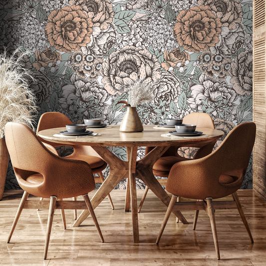 Removable Wallpaper Peel and Stick Wallpaper Wall Paper Wall Mural - Hand Draw Floral Wallpaper - A550