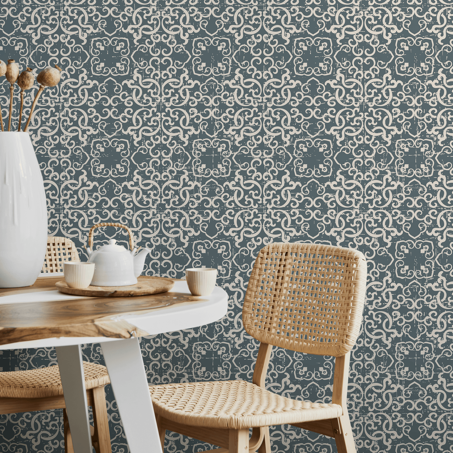 Removable Wallpaper Peel and Stick Wallpaper Wall Paper Wall Mural - Portuguese Azulejos Tile Wallpaper - A554