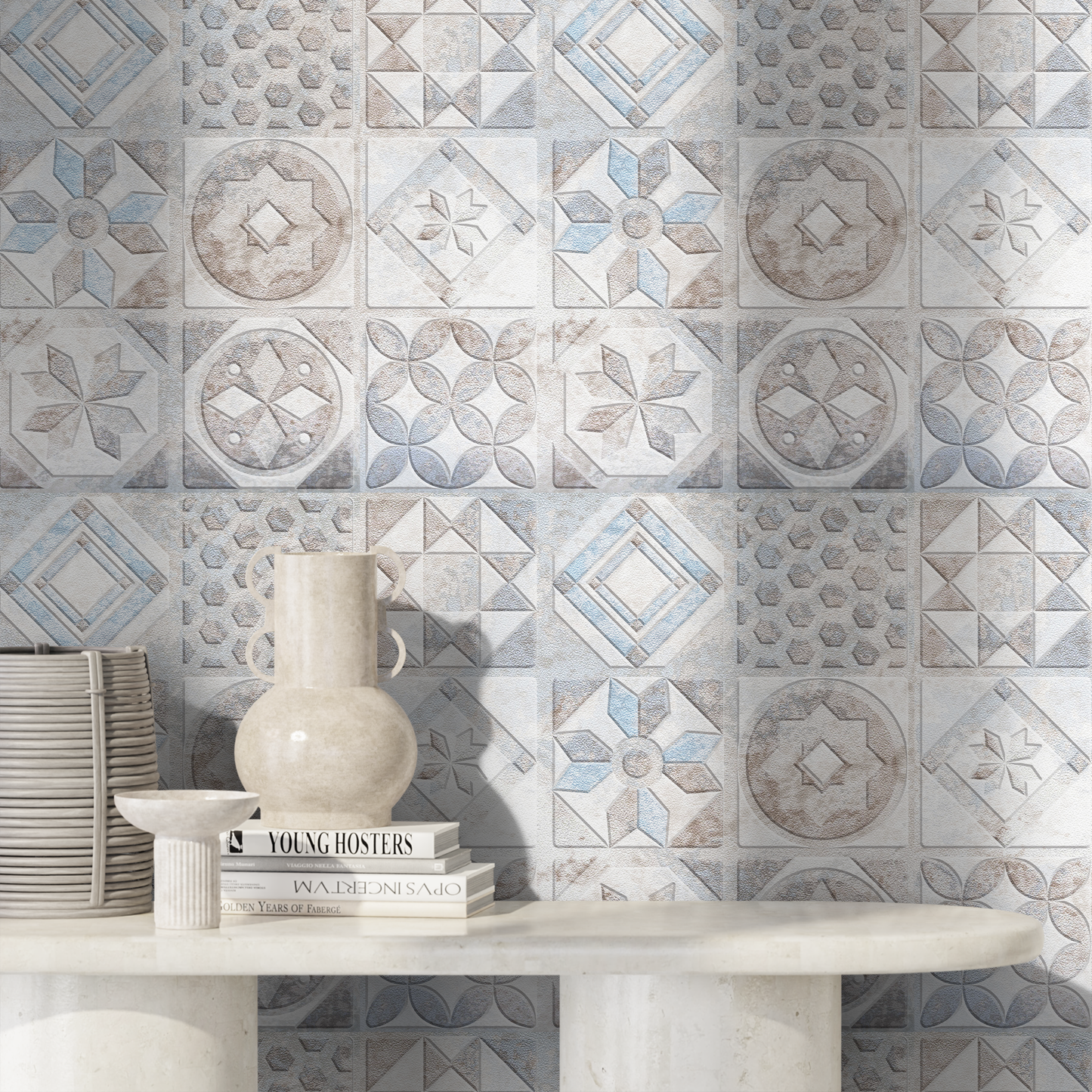 Removable Wallpaper Peel and Stick Wallpaper Wall Paper Wall Mural - Portuguese Azulejos Tile Wallpaper - A556