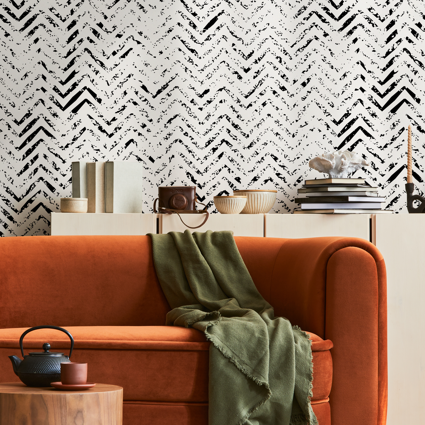 Removable Wallpaper Peel and Stick Wallpaper Wall Paper Wall Mural Wallpaper Abstract Wallpaper - Ink Splash Herringbone - A559