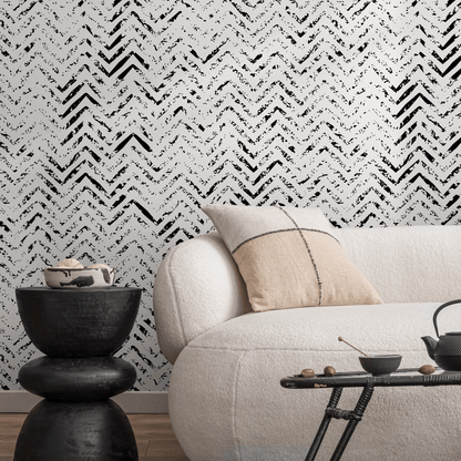 Removable Wallpaper Peel and Stick Wallpaper Wall Paper Wall Mural Wallpaper Abstract Wallpaper - Ink Splash Herringbone - A559