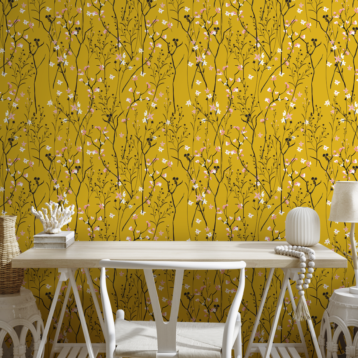 Removable Wallpaper Peel and Stick Wallpaper Wall Paper Wall Mural - Vintage Floral Wallpaper - A565