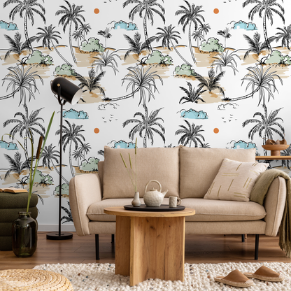 Removable Wallpaper Peel and Stick Wallpaper Wall Paper Wall Mural - Tropical Palm Wallpaper - A570