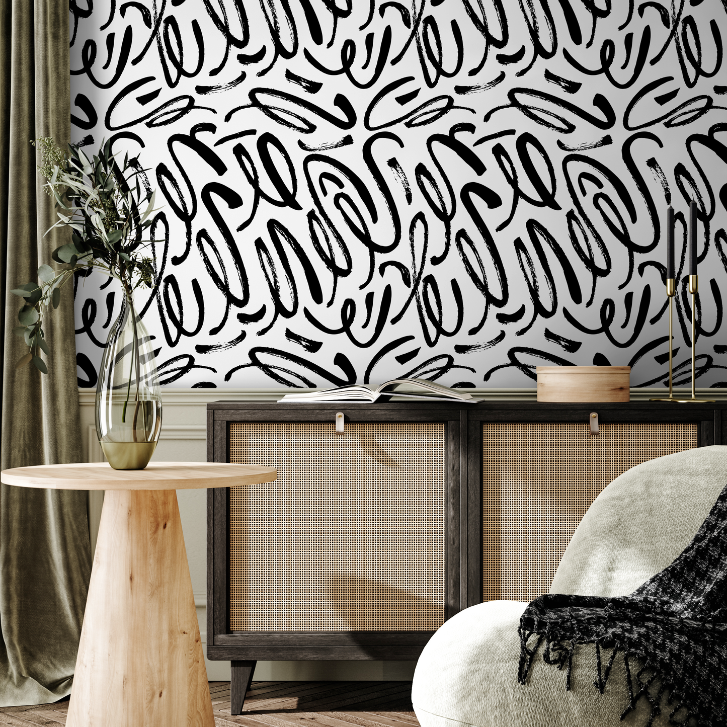 Removable Wallpaper Peel and Stick Wallpaper Wall Paper Wall Mural - Black and White Wallpaper - A589