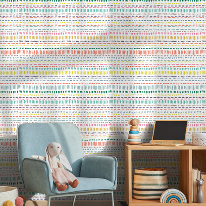 Colorful Striped Wallpaper kids Playroom Wallpaper Peel and Stick and Traditional Wallpaper - A593