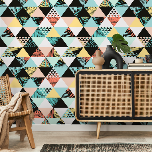 Geometric  Triangles Wallpaper Modern Abstract Wallpaper Peel and Stick and Traditional Wallpaper - A599