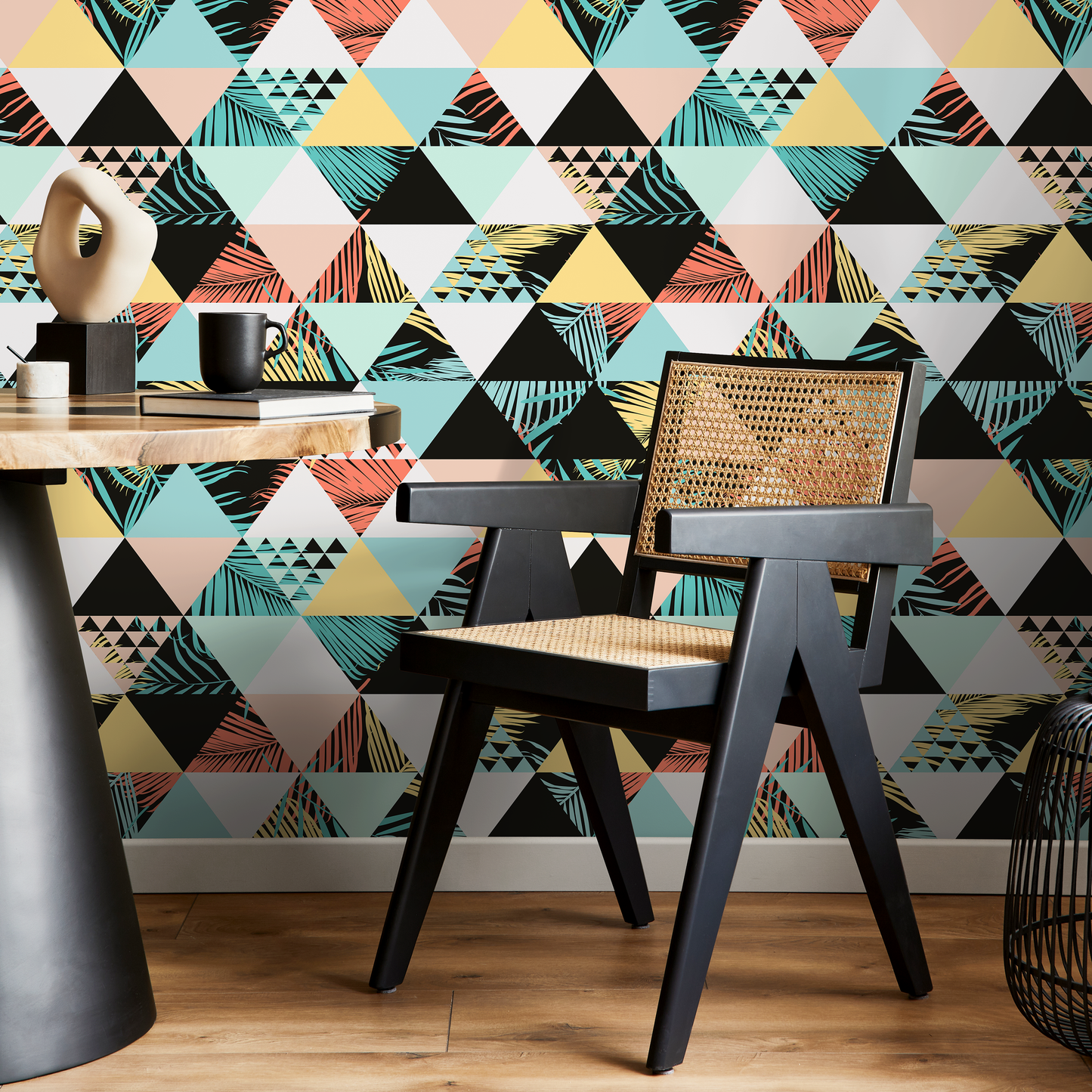 Geometric  Triangles Wallpaper Modern Abstract Wallpaper Peel and Stick and Traditional Wallpaper - A599