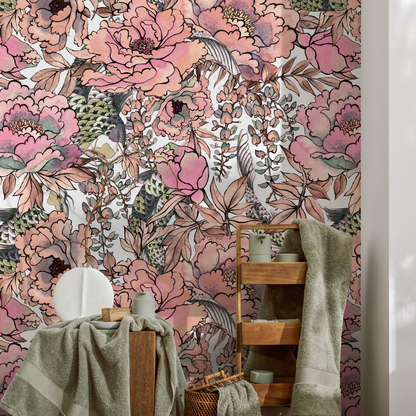 Removable Wallpaper Peel and Stick Wallpaper Wall Paper Wall Mural - Vintage Floral Wallpaper  - A615
