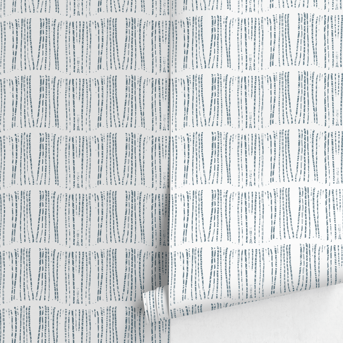 Scandinavian Wallpaper with a Textured Stripe Motif in Grayish Blue - detail view