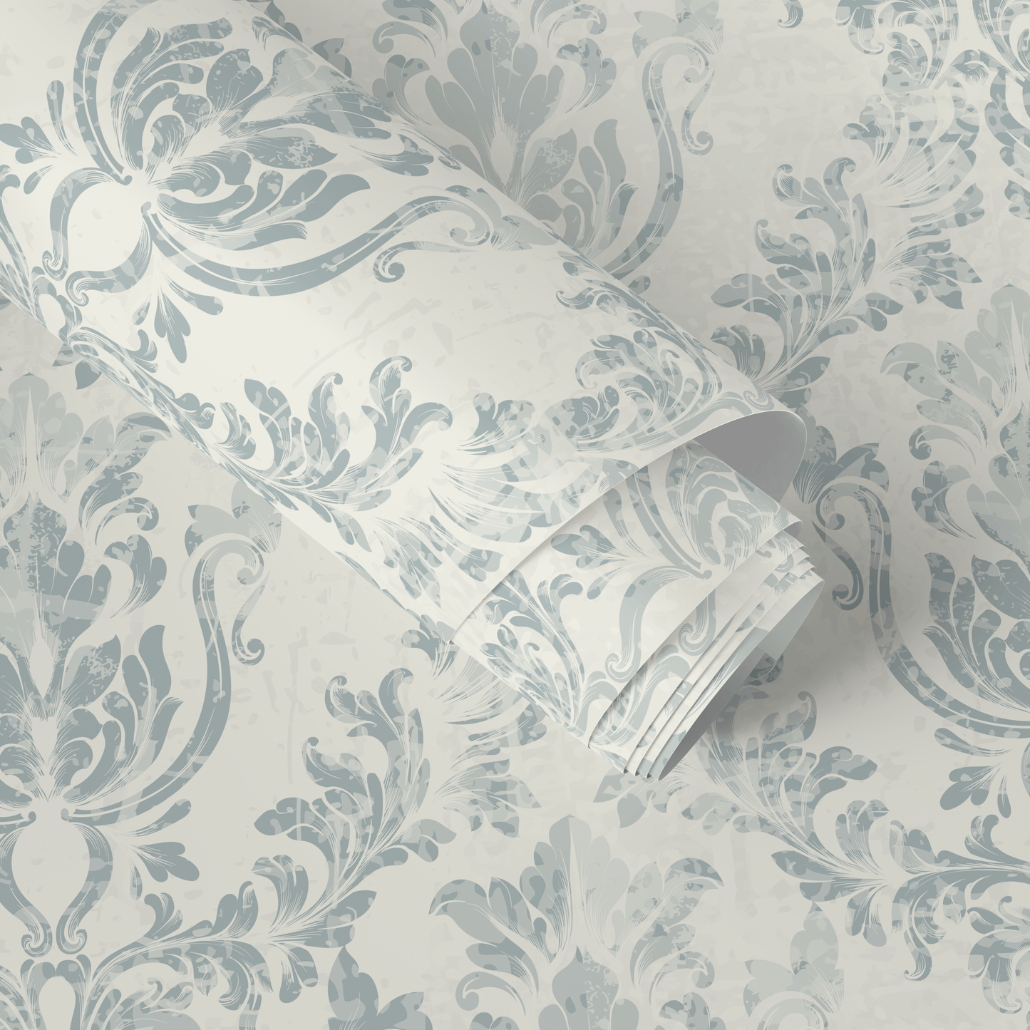 Blue Vintage Damask Wallpaper Peel and Stick and Traditional Wallpaper - A650