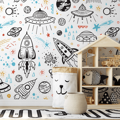 Wallpaper Peel and Stick Wallpaper Removable Wallpaper Home Decor Wall Art Wall Decor Room Decor / Blue Space Kids Wallpaper - A654