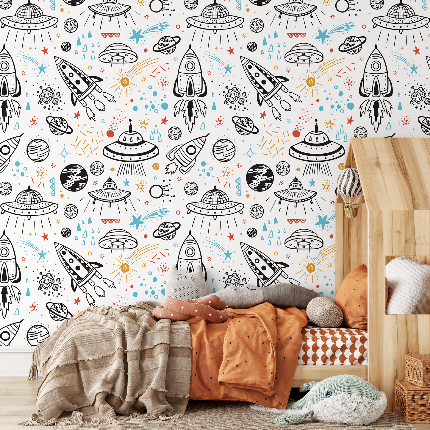 Wallpaper Peel and Stick Wallpaper Removable Wallpaper Home Decor Wall Art Wall Decor Room Decor / Blue Space Kids Wallpaper - A654