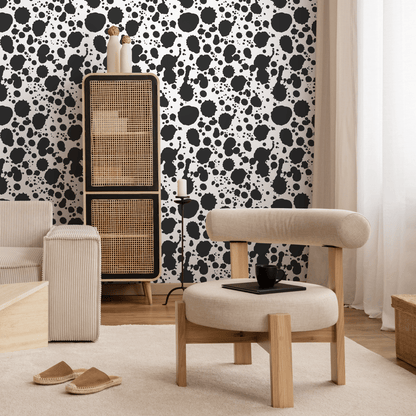 Wallpaper Peel and Stick Wallpaper Removable Wallpaper Home Decor Wall Art Wall Decor Room Decor / Black and White Ink Wallpaper - A665