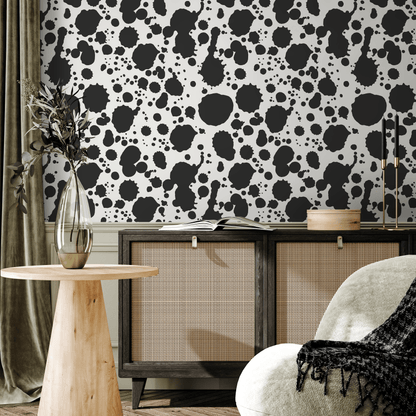 Wallpaper Peel and Stick Wallpaper Removable Wallpaper Home Decor Wall Art Wall Decor Room Decor / Black and White Ink Wallpaper - A665