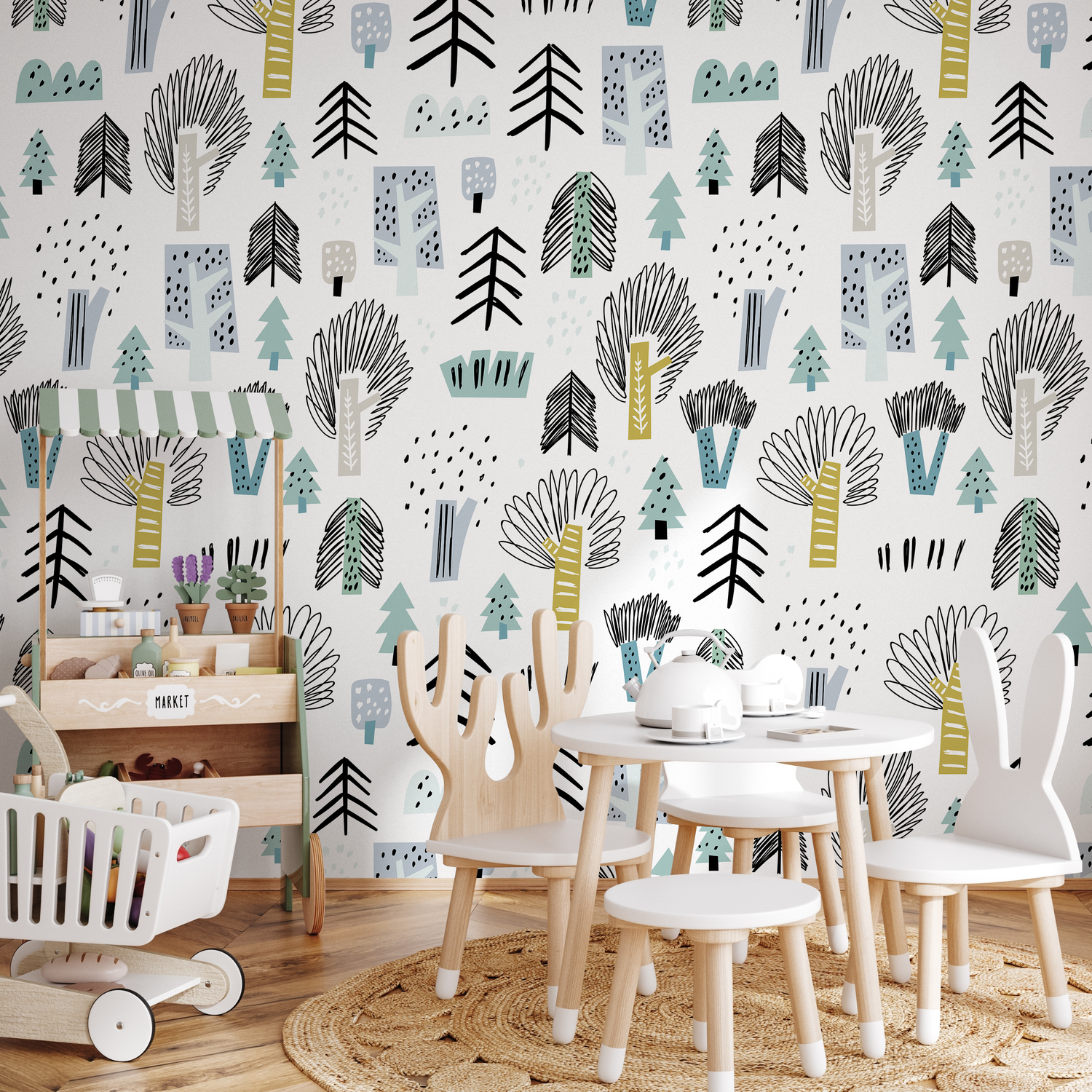 Papel pintado extraíble, papel pintado escandinavo, papel pintado de plantas, papel pintado autoadhesivo - A675