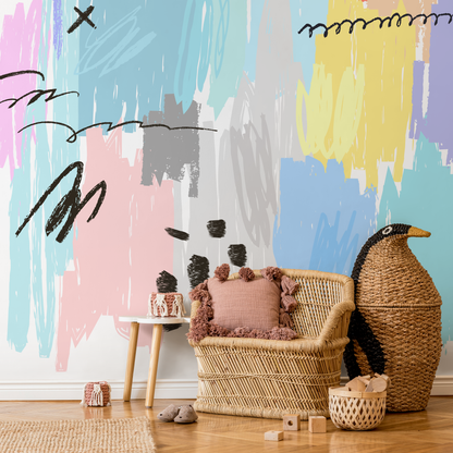 Removable Wallpaper, Scandinavian Wallpaper, Temporary Wallpaper, Peel and Stick Wallpaper, Abstract Mural - A736